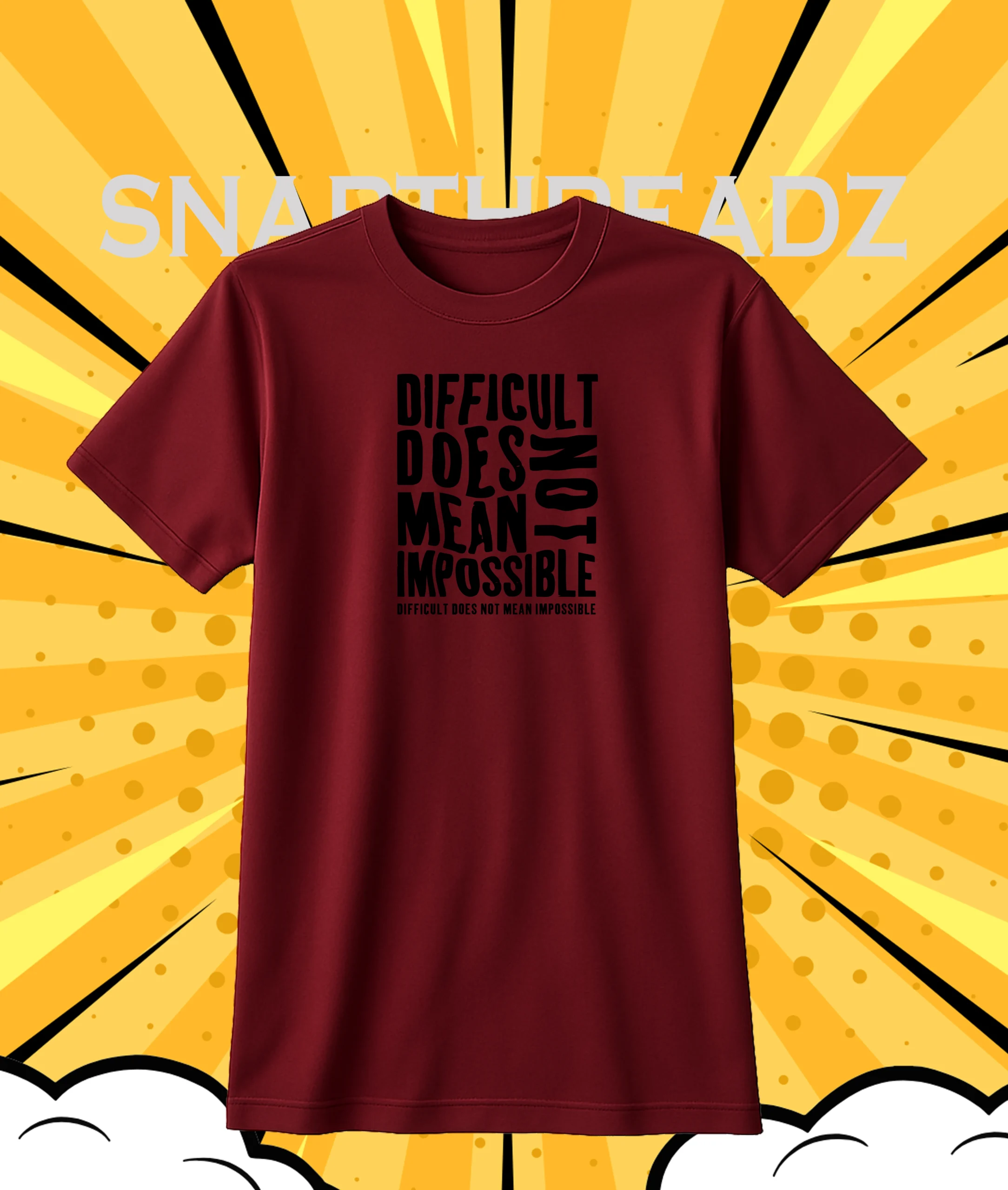Difficult Does Not Mean Impossible" Inspirational Quote T-Shirt - Image 4