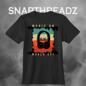 Music On, World Off Vintage Headphones Tee