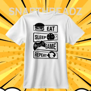 Eat Sleep Game Repeat Logo T-Shirt – Classic Graphic Tee