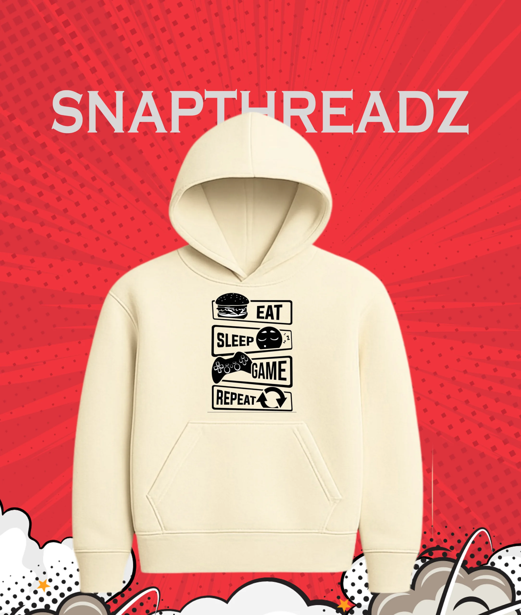 Eat Sleep Game Repeat Gamer Hoodie 380 GSM