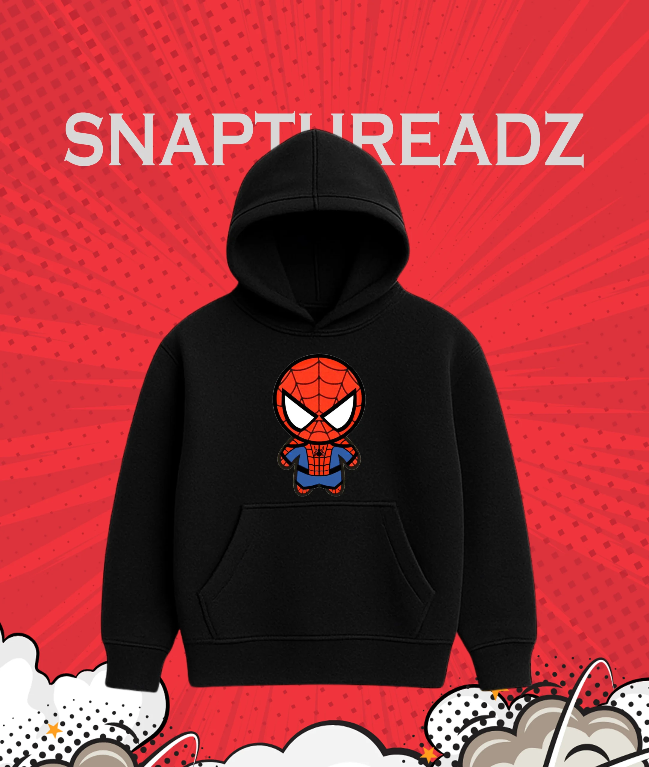 Spiderman Cute Figure Black Hoodie